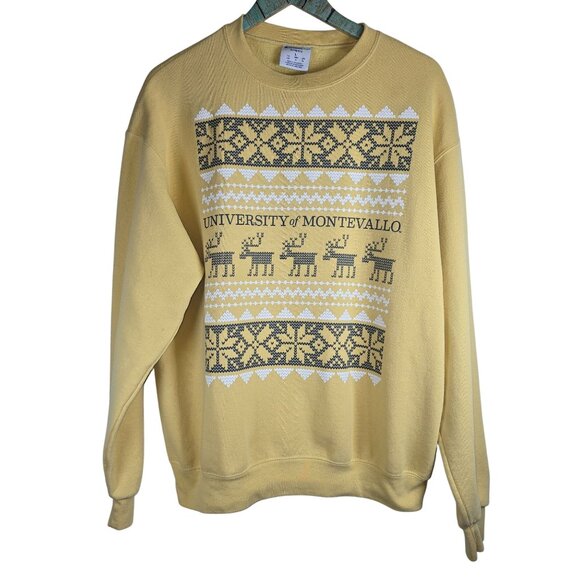 Champion Eco Authentic University of Montevallo Purple Gold Christmas Sweatshirt - Picture 1 of 9